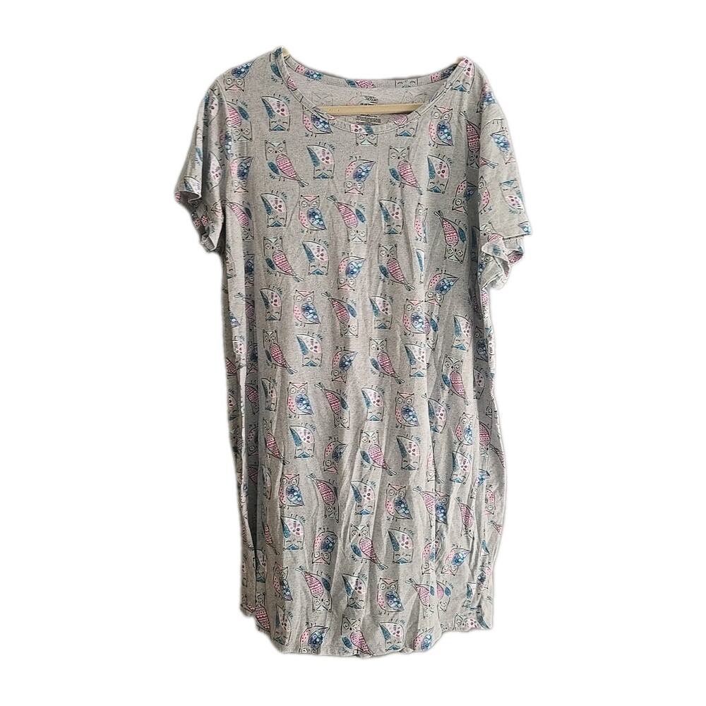 Secret‎ Treasures Gray Owl Print Sleepwear Sleepshirt Womans Plus Size 2X-3X